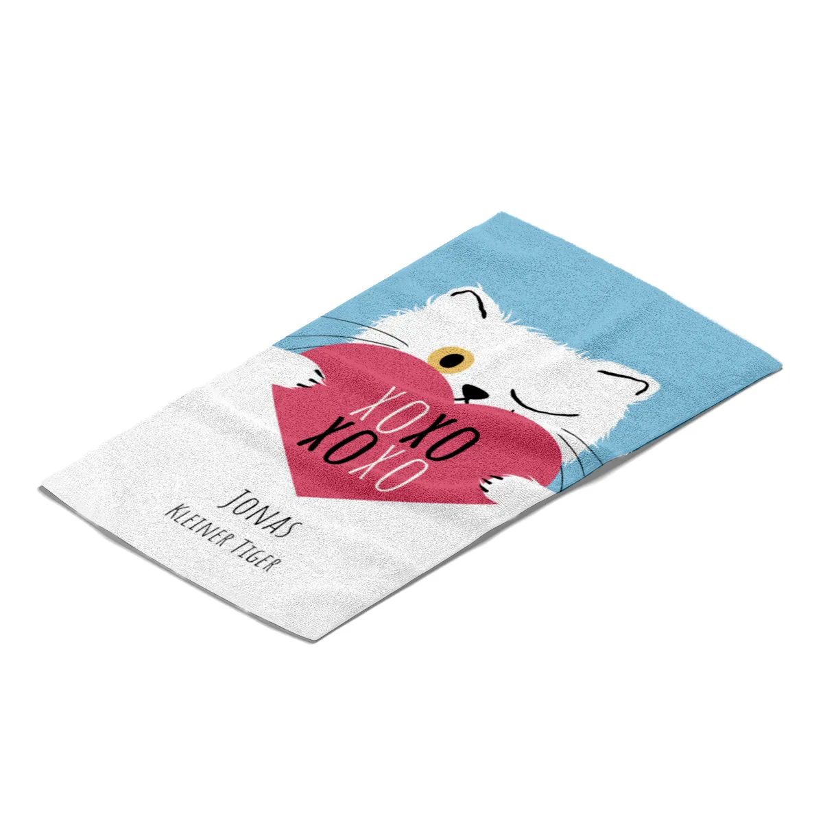Duschtuch mit Namen personalisierbar - personalisiertes Namens-Duschtuch mit Wunschtext - XOXO Katze