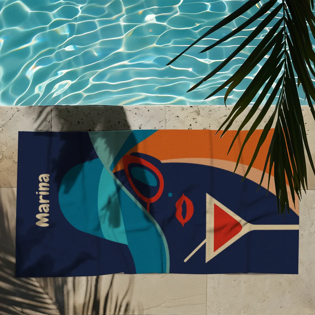 Badetuch Sommer - mit Namen personalisierbar - personalisiertes Namens-Badetuch - Strandtuch mit Wunschtext - Cocktail Lady