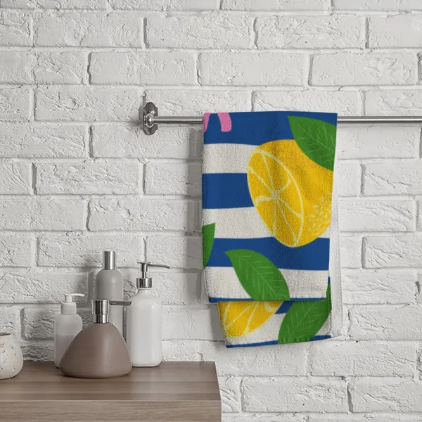 Badetuch Zitronen mit Namen personalisiert - personalisiertes Namensbadetuch - Strandtuch mit Namen - Zitronen