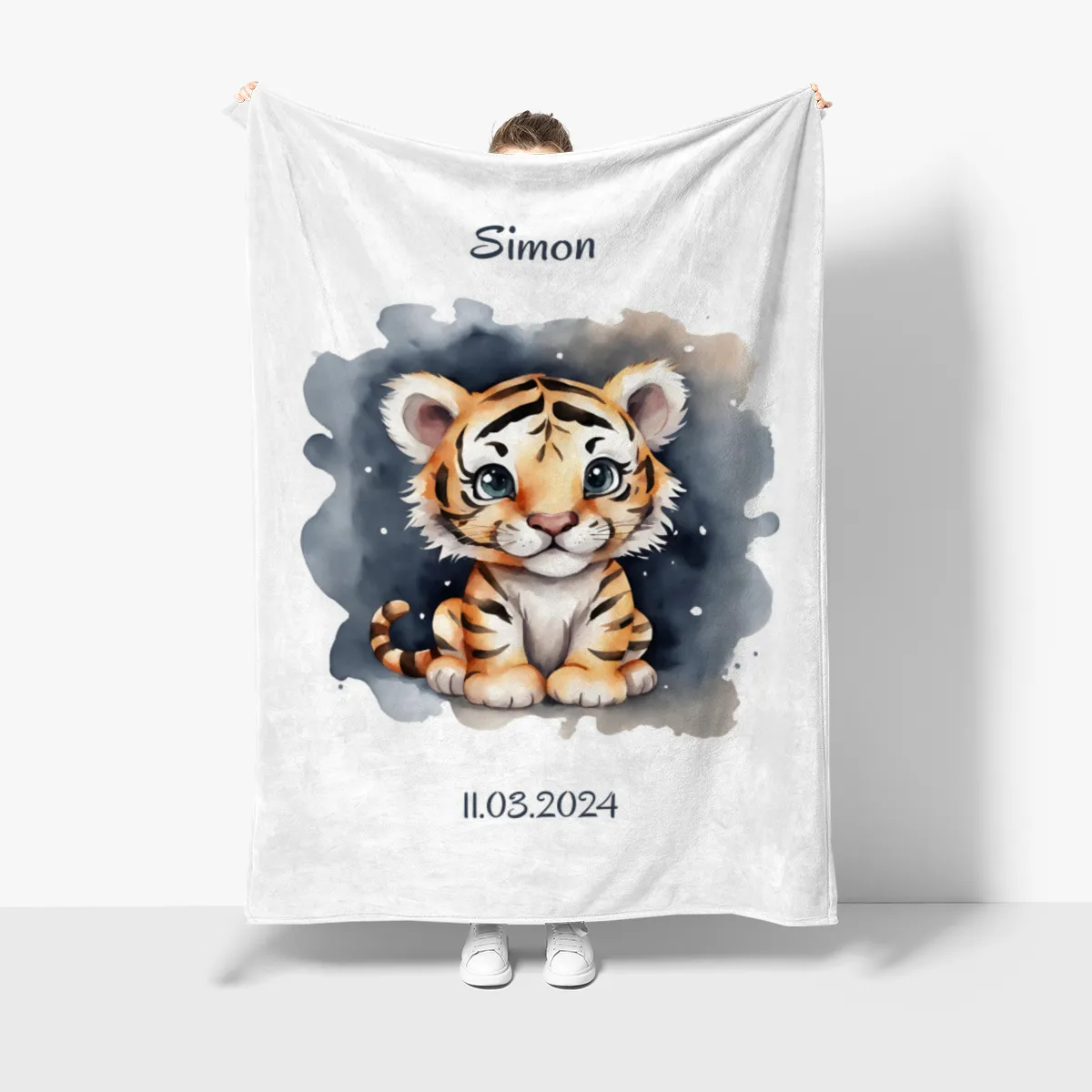Babydecke Kleiner Tiger personalisierbar mit Namen und Text multi 75 x 100 cm