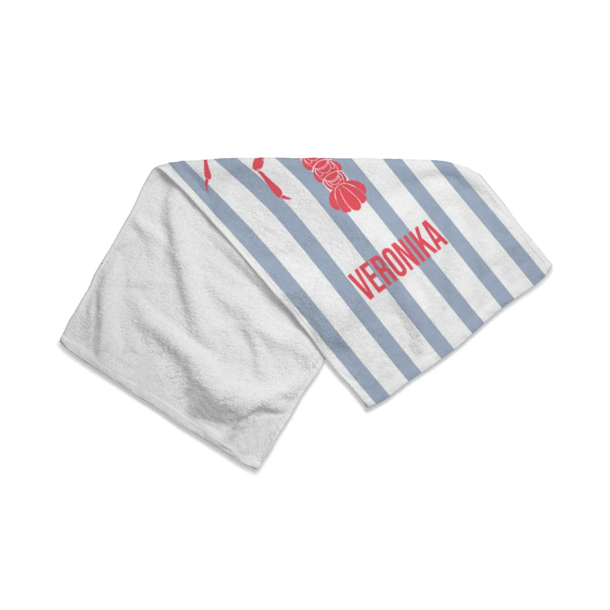 Badetuch blau gestreift mit Hummer - mit Namen personalisierbar - personalisiertes Namens-Badetuch - Strandtuch mit Wunschtext - Lobster blau
