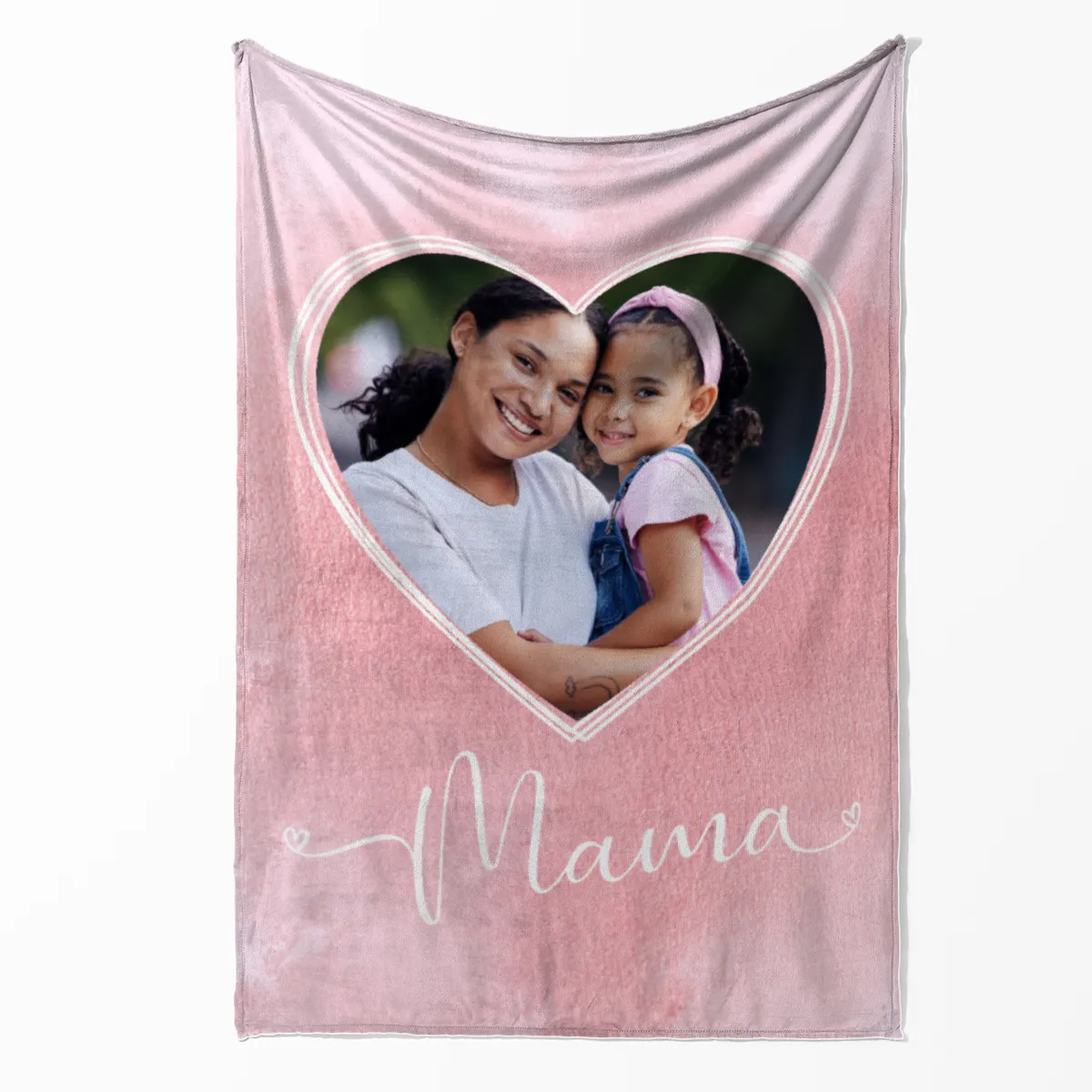 Kuscheldecke für Mamas 125 x 155 cm - mit Foto personalisierbar - Fotodecke selbst gestalten - Geschenkidee Muttertag, Geburtstag - Mama Herz