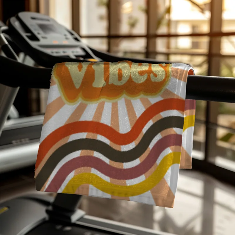 Strandtuch Good Vibes im Retro-Look - mit Foto personalisierbar - Foto-Badetuch für Urlaub, Bad, Strand - Good Vibes