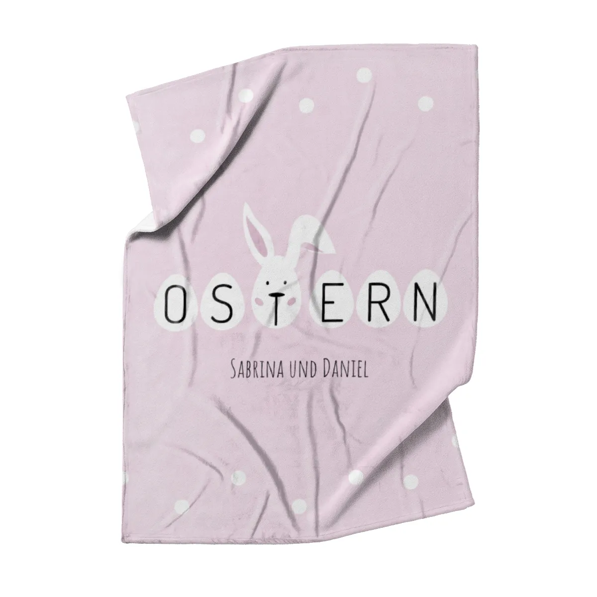 Kuscheldecke Ostern rosa - mit Namen personalisierbar - Geschenkidee Ostern, Osterdeko Ostern rosa 140 x 200 cm