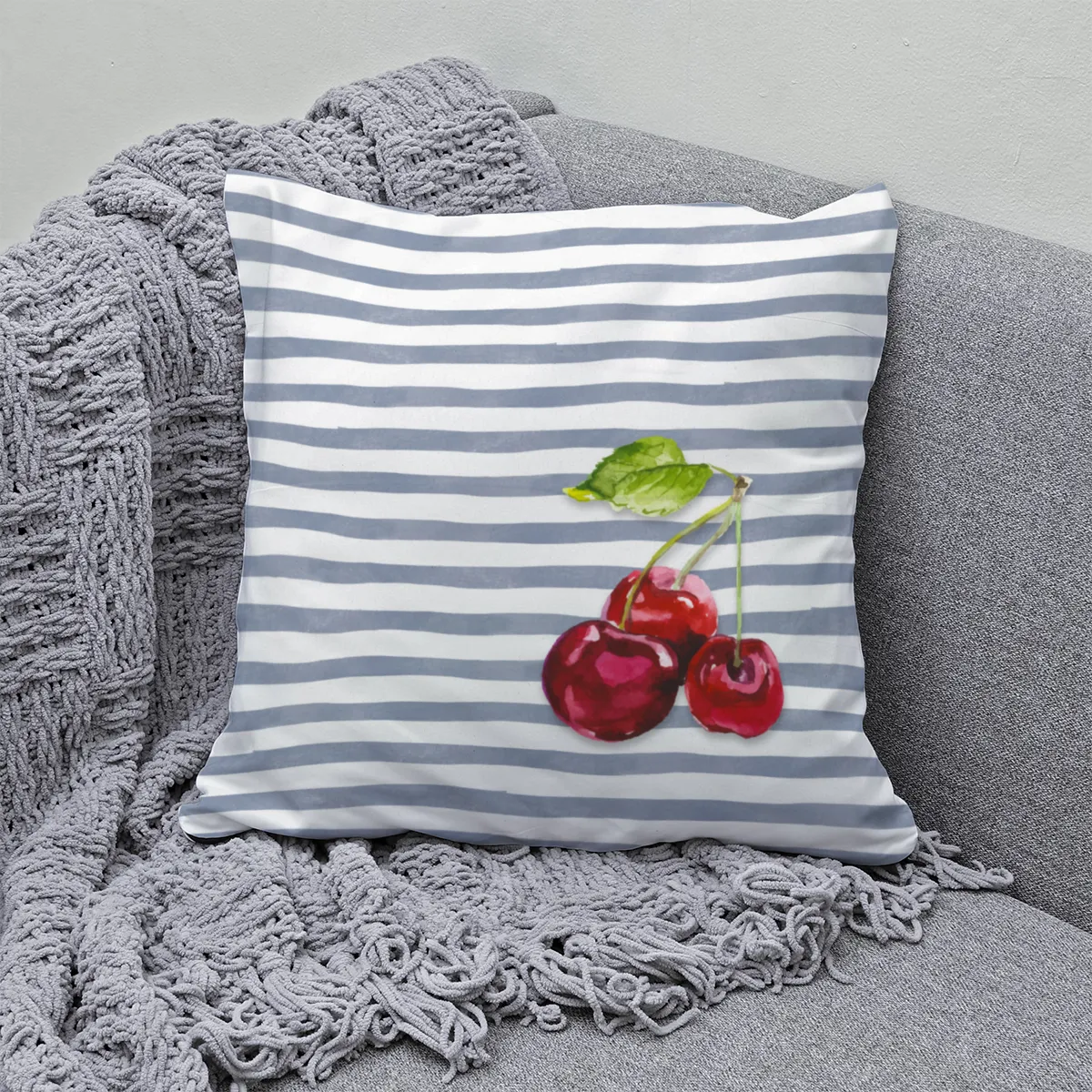 Samtkissenbezug Cherry Stripes