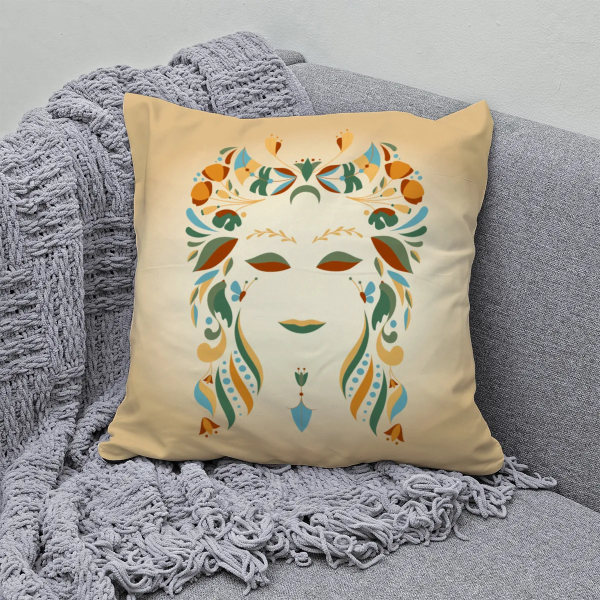 Samtkissen Zodiac Art – Löwe floral