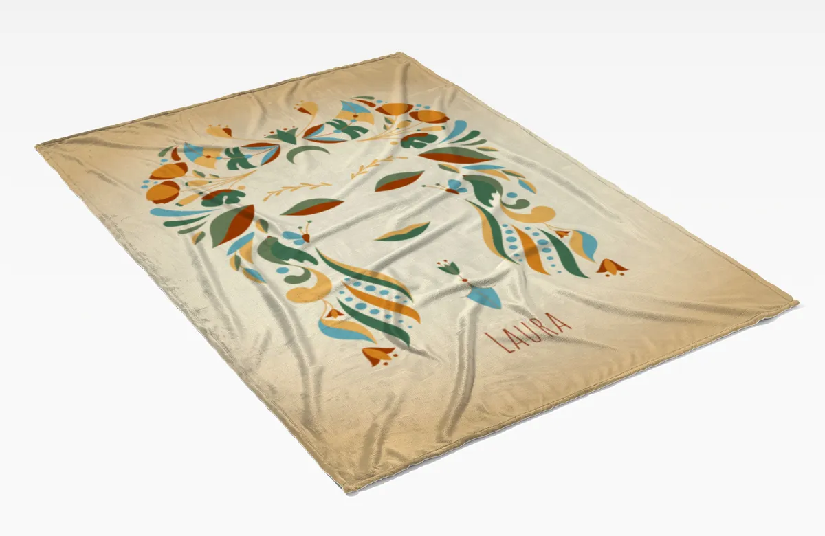 Sternzeichen Wohndecke Wassermann floral mit Namen personalisierbar