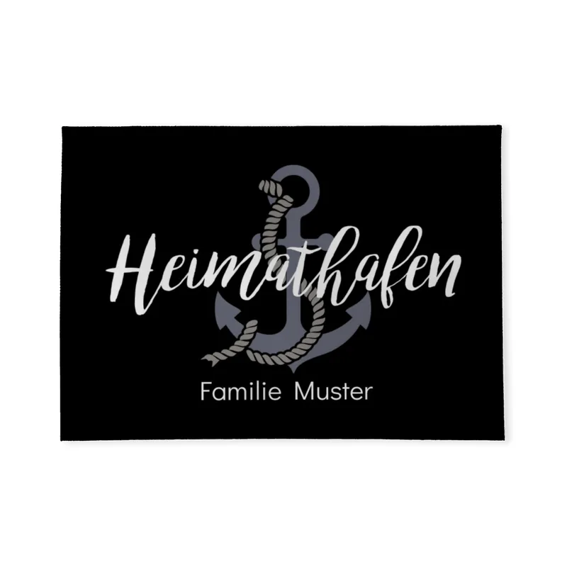 Fußmatte personalisiert Heimathafen - Geschenkidee für Familie, Küstenliebhaber, zum Einzug - Fussmatte mit Namen bedruckt Heimathafen 70 x 50 cm