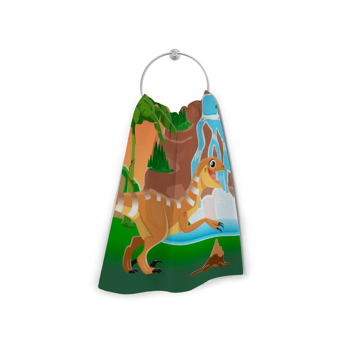 Dinosaurier-Handtuch mit Namen personalisierbar - personalisiertes Namens-Handtuch - Kinderhandtuch mit Wunschtext - Dinowelt