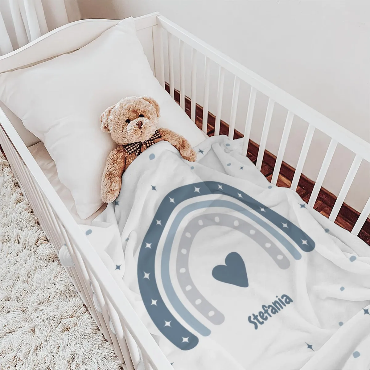 Personalisierte Babydecke rosa 75 x 100 cm