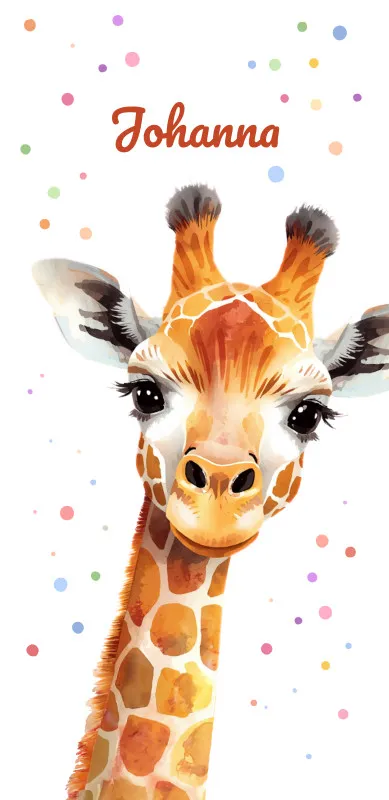 Badetuch mit Namen personalisierbar - personalisiertes Namens-Badetuch - Strandtuch mit Wunschtext - Giraffe