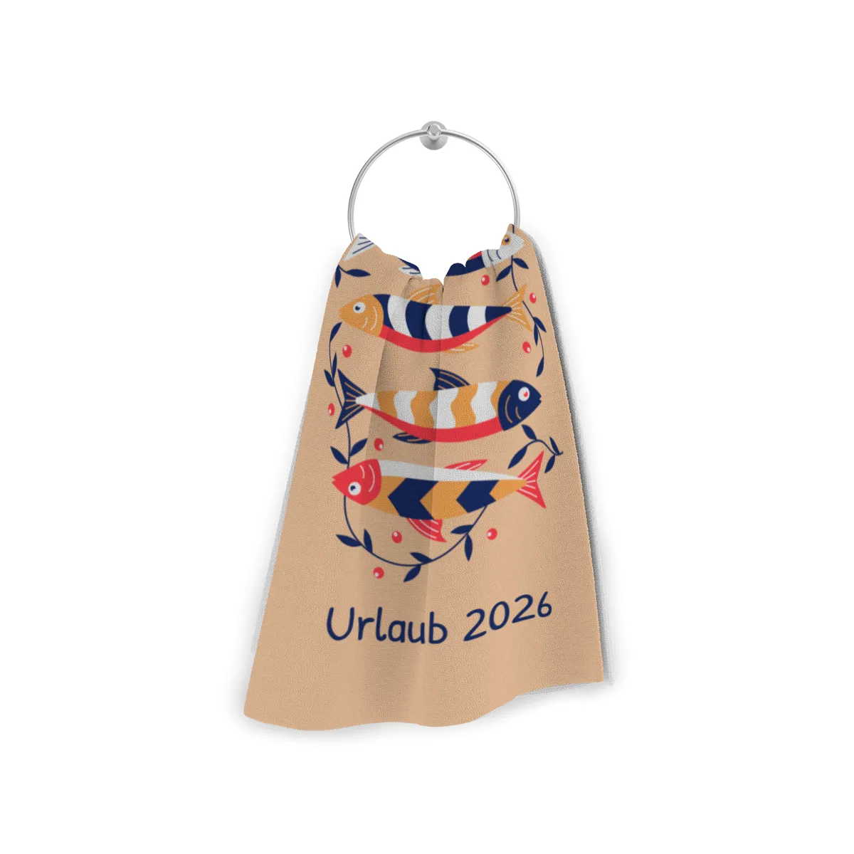 Badetuch mit Namen personalisierbar - personalisiertes Namens-Badetuch - Strandtuch mit Wunschtext - Sardinen floral