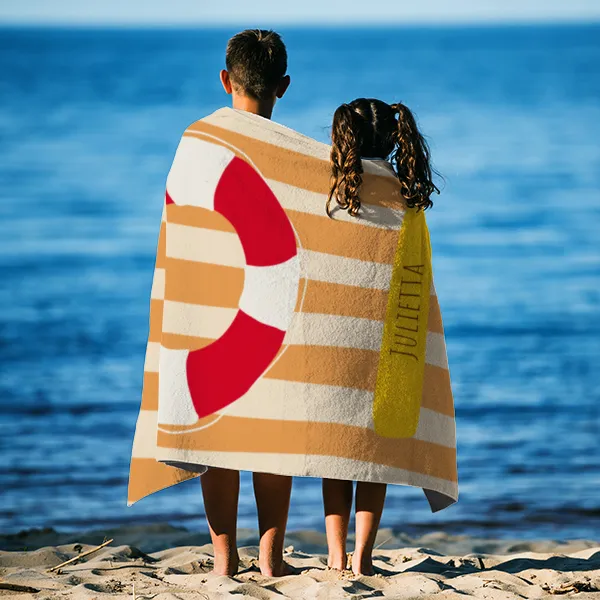 Badetuch Sommer - mit Namen personalisierbar - personalisiertes Namens-Badetuch - Strandtuch mit Wunschtext -