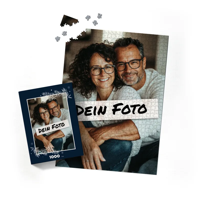 Fotopuzzle mit eigenem Bild - Fotopuzzle selbst gestalten 1000 Teile - Schachtel Weihnachtszweige - 1000 Teile Puzzle mit Foto - Geschenk Weihnachten Weihnachtszweige 1000 Teile Quer