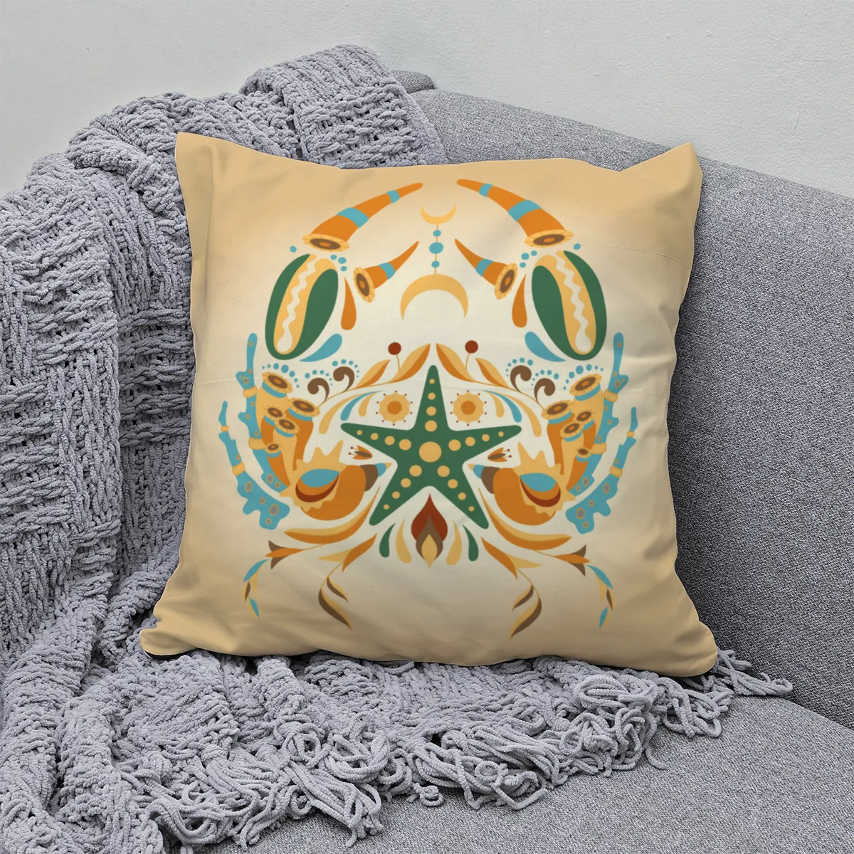Samtkissen Zodiac Art – Löwe floral