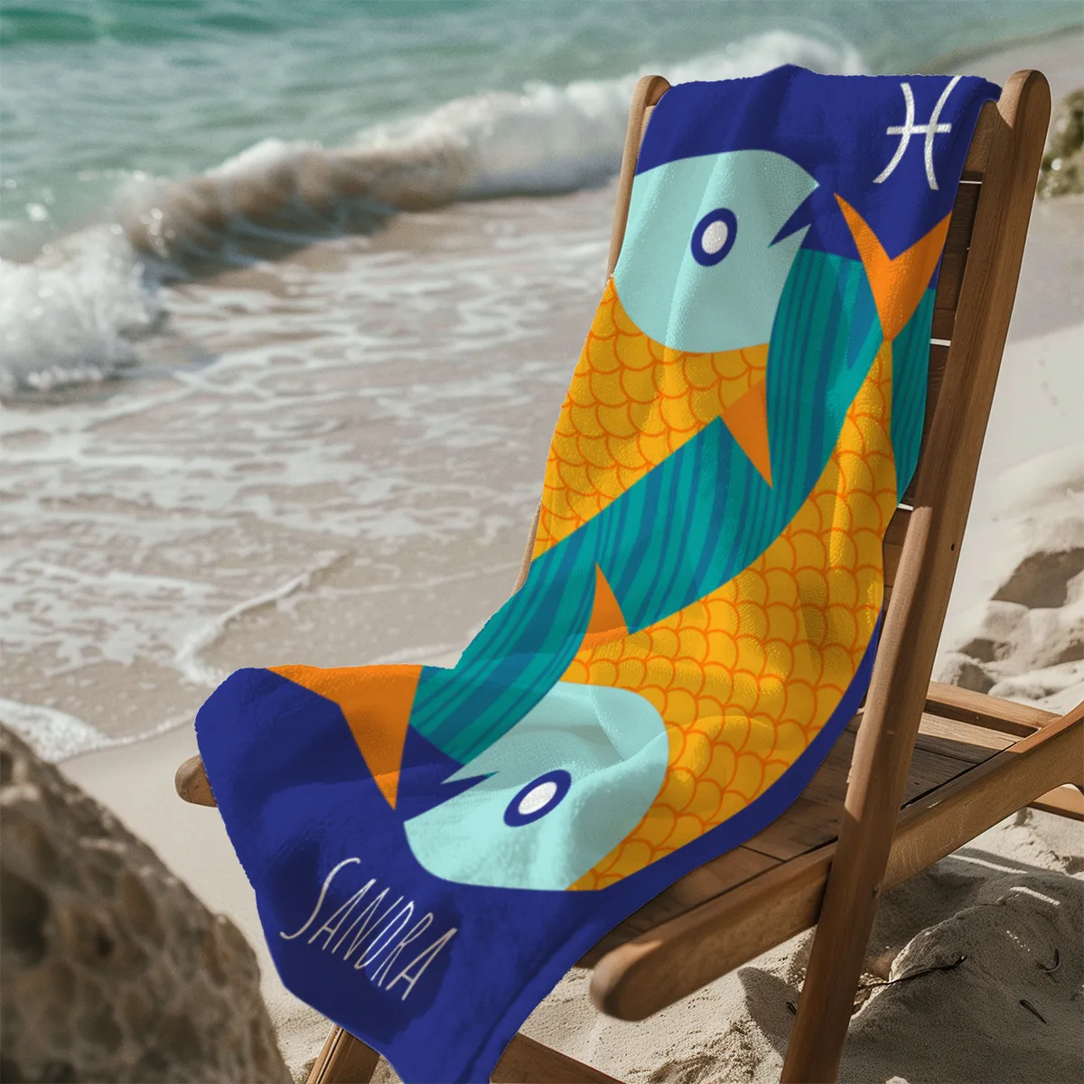Strandtuch Sternzeichen Wassermann - mit Namen personalisierbar