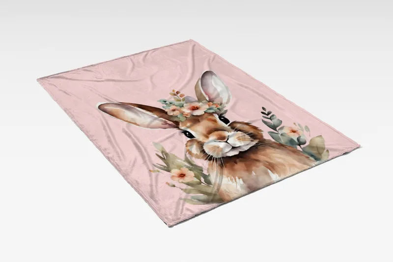 Wohndecke Hase mit Blümchen