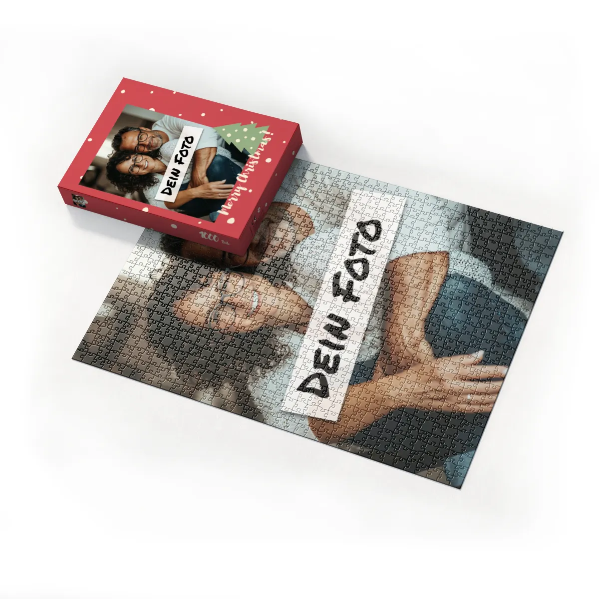 Fotopuzzle mit eigenem Bild - Fotopuzzle selbst gestalten 1000 Teile - Schachtel Merry Christmas - 1000 Teile Puzzle mit Foto - Geschenk Weihnachten MerryChristmas 1000 Teile Quer