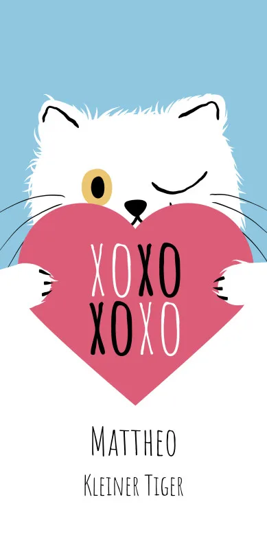 Duschtuch mit Namen personalisierbar - personalisiertes Namens-Duschtuch mit Wunschtext - XOXO Katze