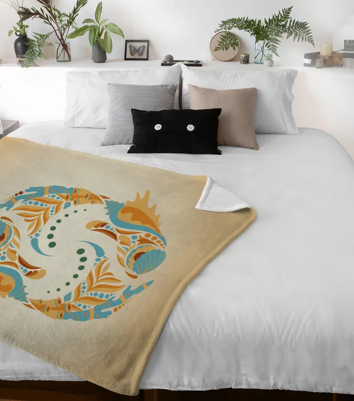 Sternzeichen Wohndecke Wassermann floral mit Namen personalisierbar