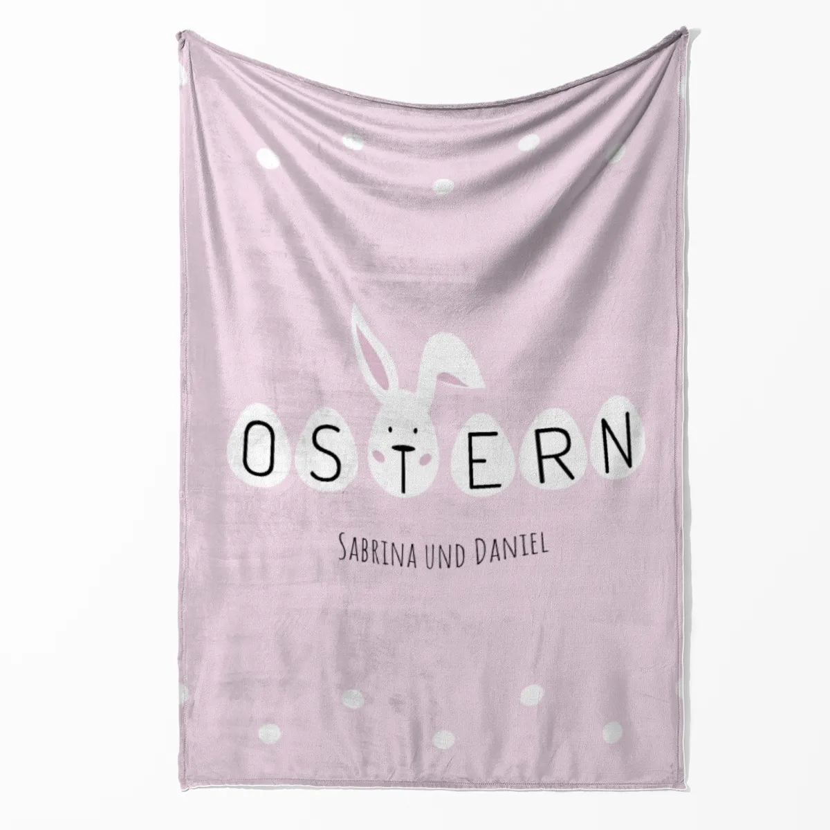 Kuscheldecke Ostern rosa - mit Namen personalisierbar - Geschenkidee Ostern, Osterdeko Ostern rosa 140 x 200 cm