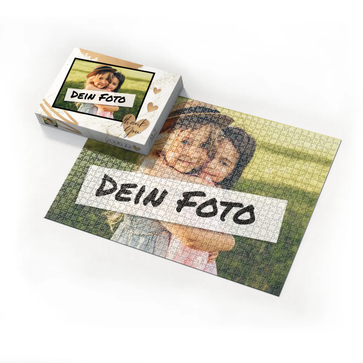 Fotopuzzle mit eigenem Bild - Puzzle selbst gestalten 1000 Teile - Schachtel Thank you - mit Foto personalisiert - Geschenk Geburtstag, Freundschaft