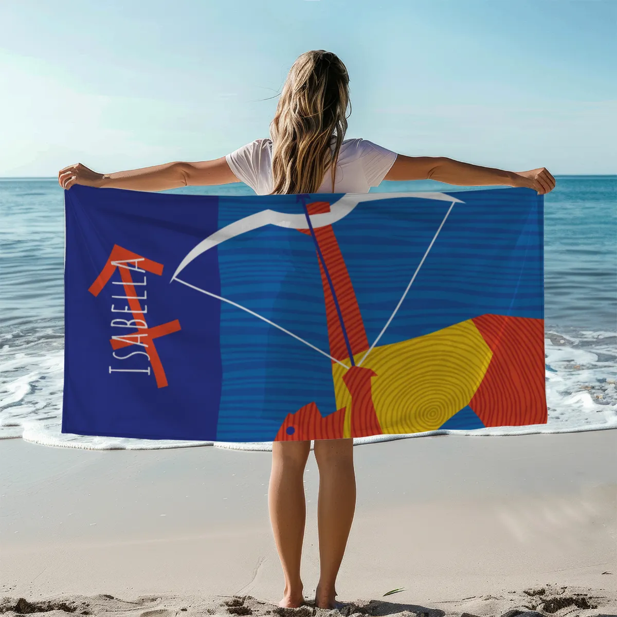 Strandtuch Sternzeichen Wassermann - mit Namen personalisierbar