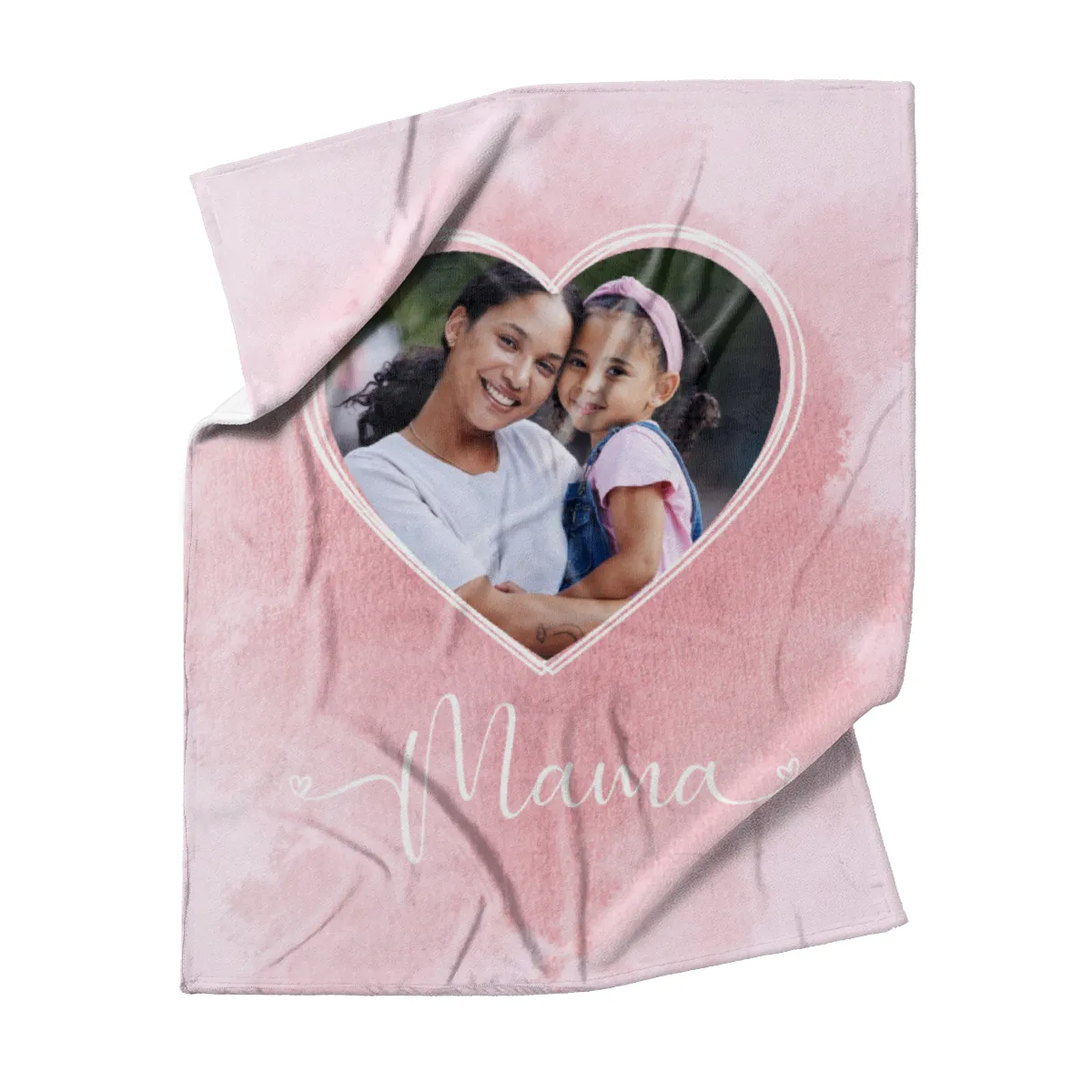 Kuscheldecke für Mamas 125 x 155 cm - mit Foto personalisierbar - Fotodecke selbst gestalten - Geschenkidee Muttertag, Geburtstag - Mama Herz