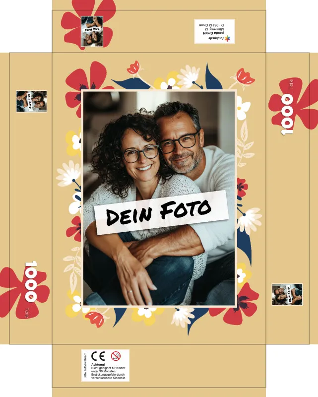 Fotopuzzle mit eigenem Bild - Puzzle selbst gestalten 2000 Teile Querformat - Schachtel Flowers - mit Foto personalisiert - Geschenk Geburtstag, Muttertag