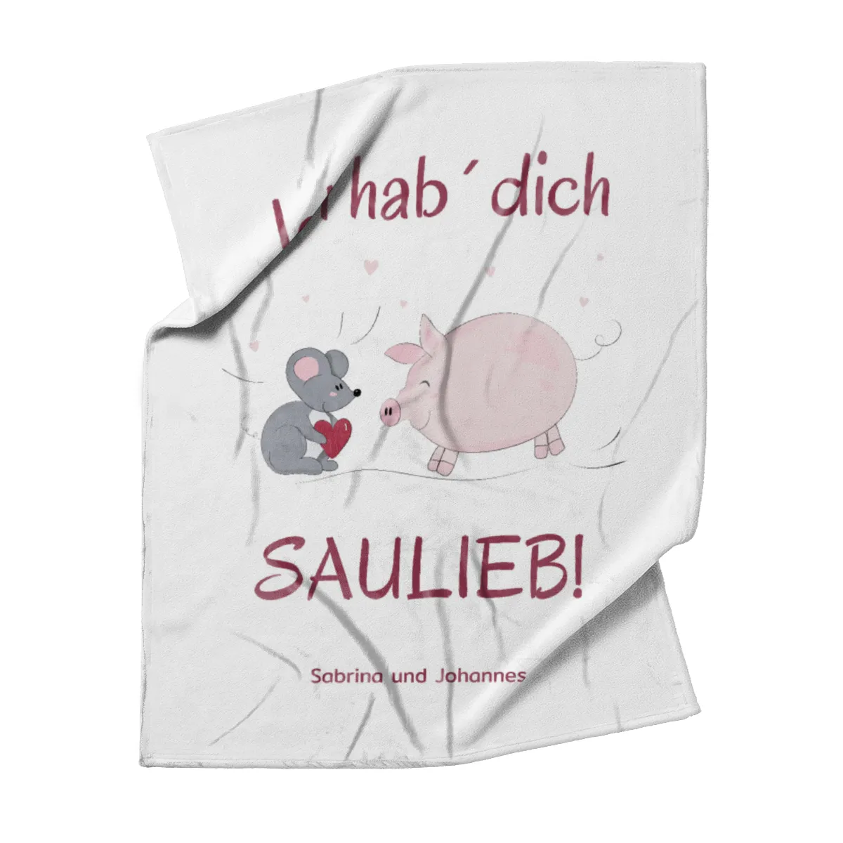 Kuscheldecke Hab Dich saulieb - mit Namen personalisierbar - Geschenkidee für Verliebte Hab dich saulieb 140 x 200 cm