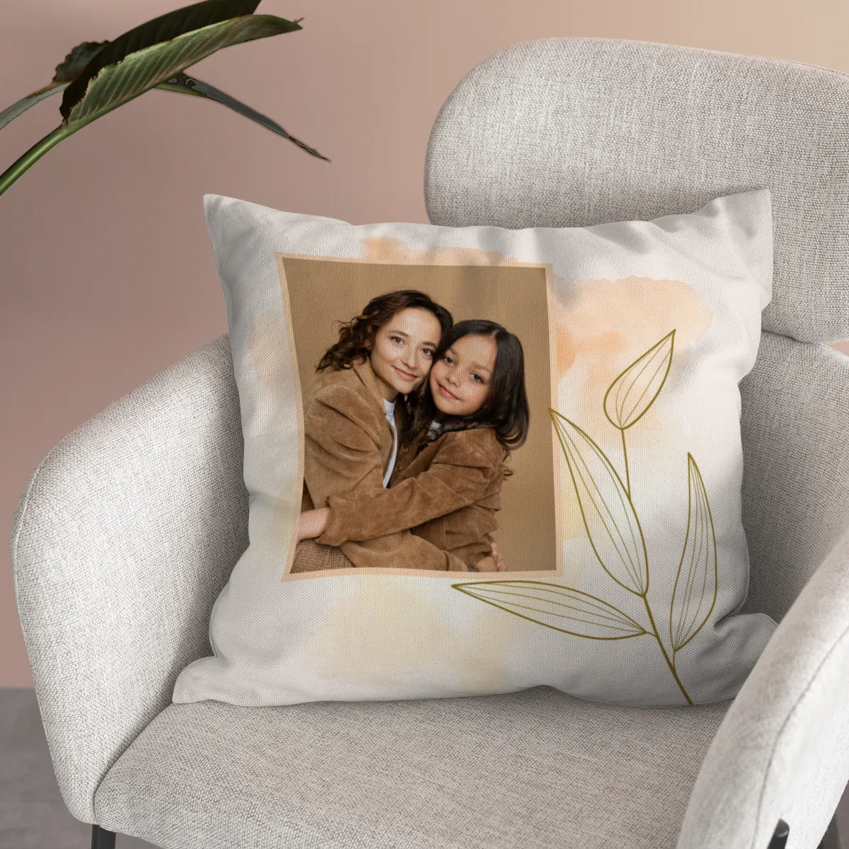 Personalisiertes Fotokissen - Vorderseite mit Foto personalisierbar - Samtkissenbezug Mama Substantiv - Geschenk Muttertag