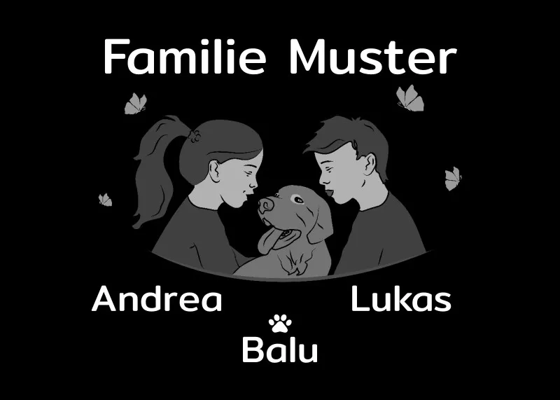 Personalisierte Fußmatte Pärchen mit Hund und Katze schwarz 70 x 50 cm