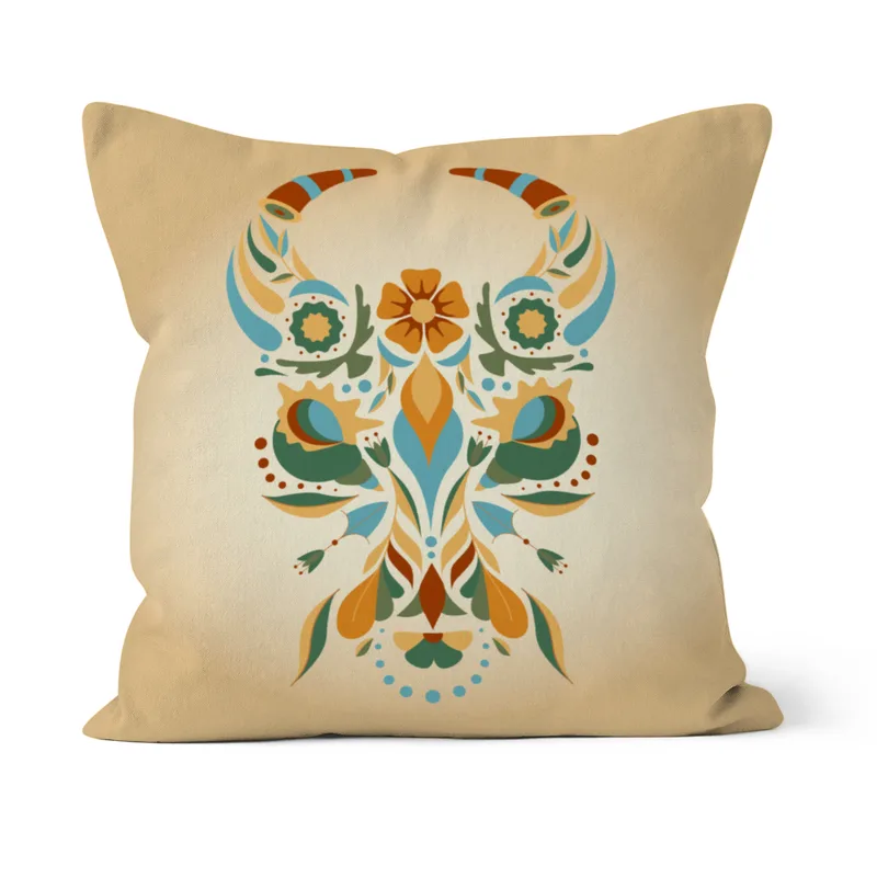 Samtkissen Zodiac Art – Stier floral