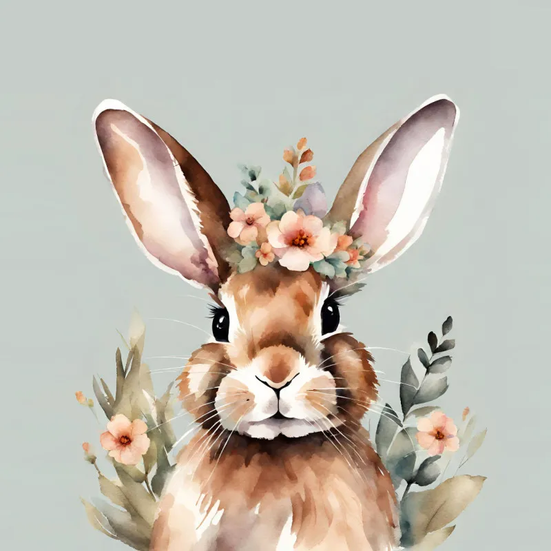 Samtkissenbezug Hase mit Blümchen - Osterdeko