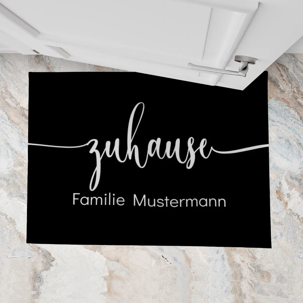 Fußmatte personalisiert - Geschenkidee für Familie, Paare, zum Einzug - Türvorleger mit Namen bedruckt - Motiv Zuhause pink 70 x 50 cm