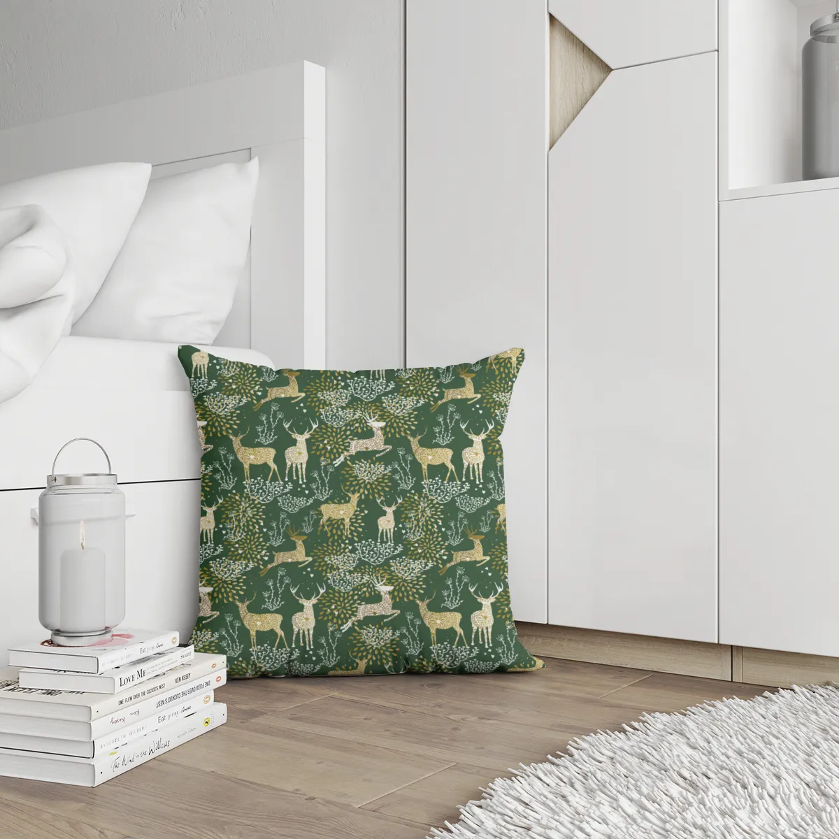 All-Over-Kissenbezug Reindeer Samt
