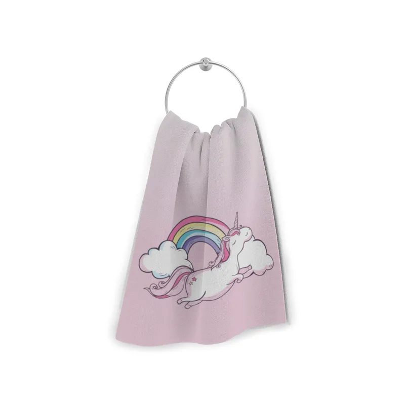 Duschtuch mit Namen personalisierbar - personalisiertes Namens-Duschtuch mit Wunschtext - Einhornwolken