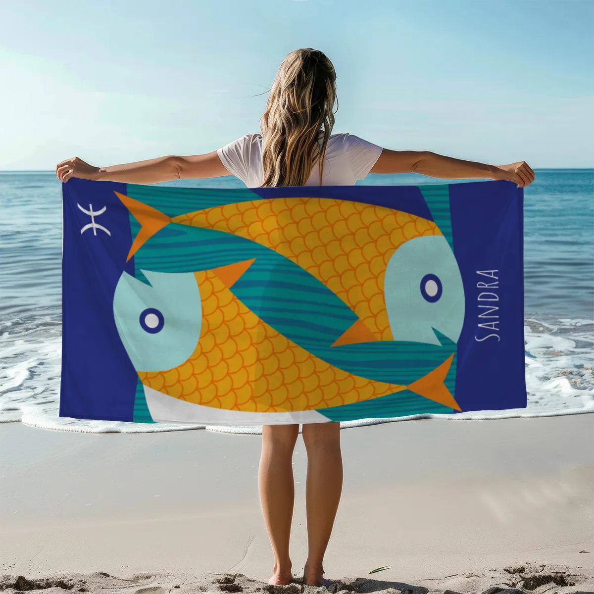 Strandtuch Sternzeichen Wassermann - mit Namen personalisierbar