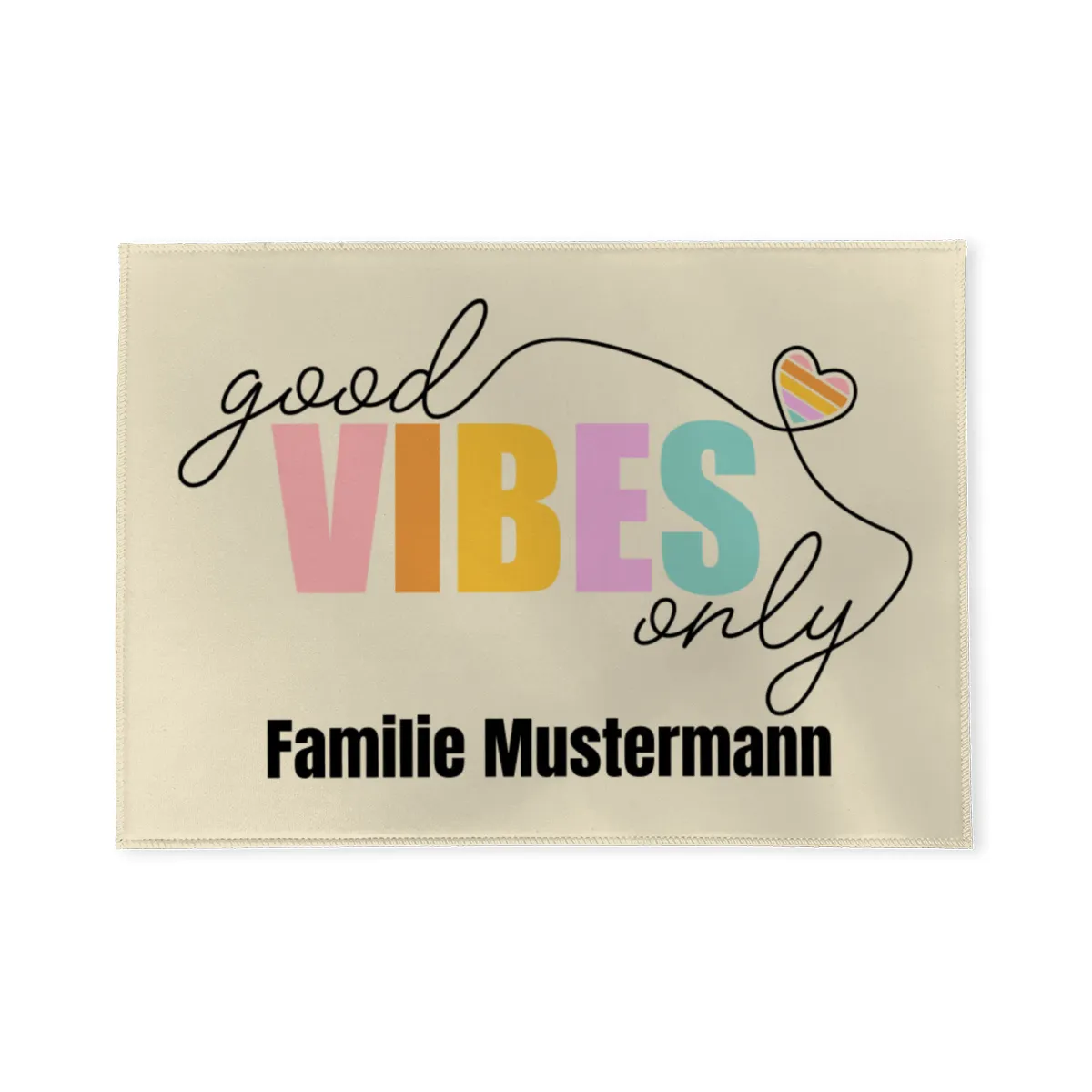 Fußmatte mit Namen personalisierbar - Geschenkidee Einzug, Geburtstag, Richtfest - Fussmatte mit Namen - Motiv Good Vibes Dark 70 x 50 cm