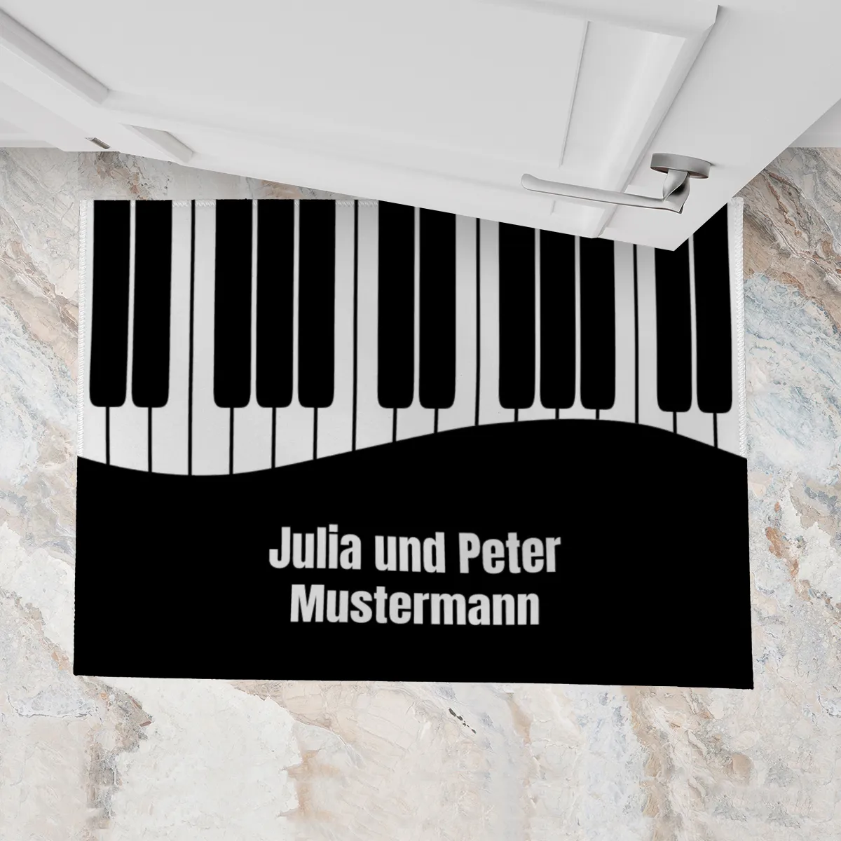 Fußmatte mit Namen personalisierbar - Geschenkidee Einzug, Geburtstag, Klavierspieler- Fussmatte mit Namen - Motiv Pianotasten 70 x 50 cm