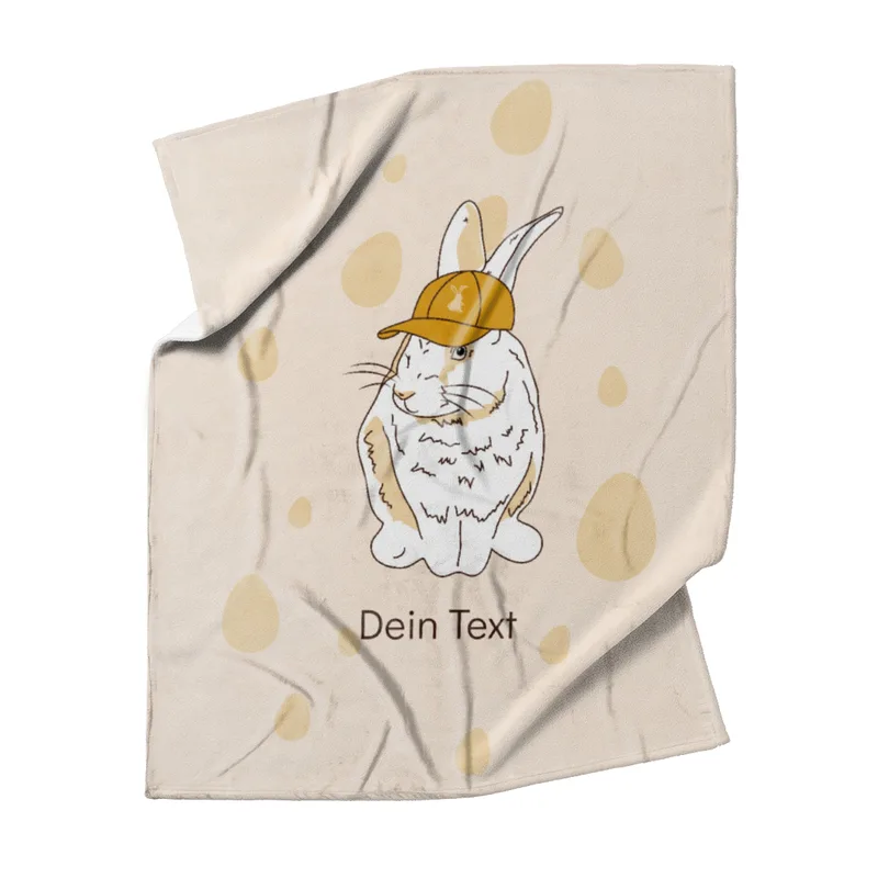 Kuscheldecke Hase mit Käppi - mit Namen personalisierbar - Geschenkidee Ostern, Osterdeko Hase Käppi 125 x 155 cm