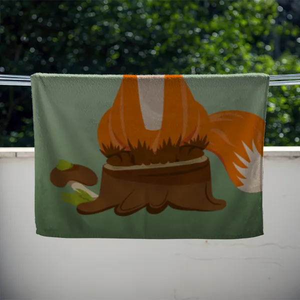 Badetuch Waldtiere mit Namen personalisierbar - personalisiertes Namens-Strandtuch - Kinderbadetuch mit Wunschtext - Fuchs