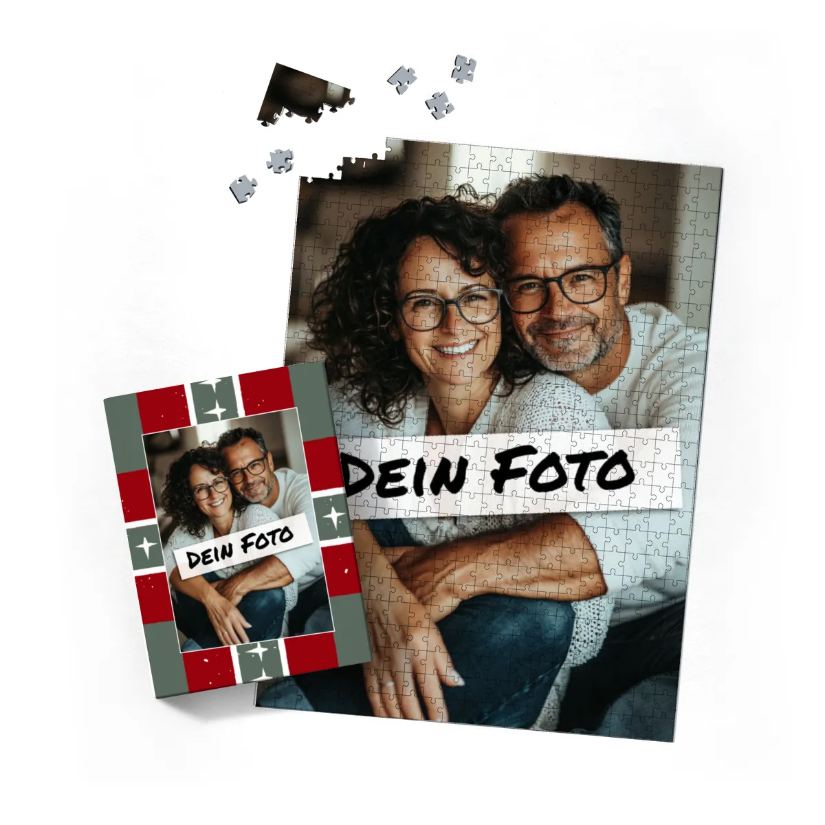 Fotopuzzle mit eigenem Bild - Fotopuzzle selbst gestalten 1000 Teile Hochformat - Schachtel Weihnachten Xmas 1 - 1000 Teile Puzzle mit Foto - Geschenk Weihnachten Xmas1 1000 Teile Hoch