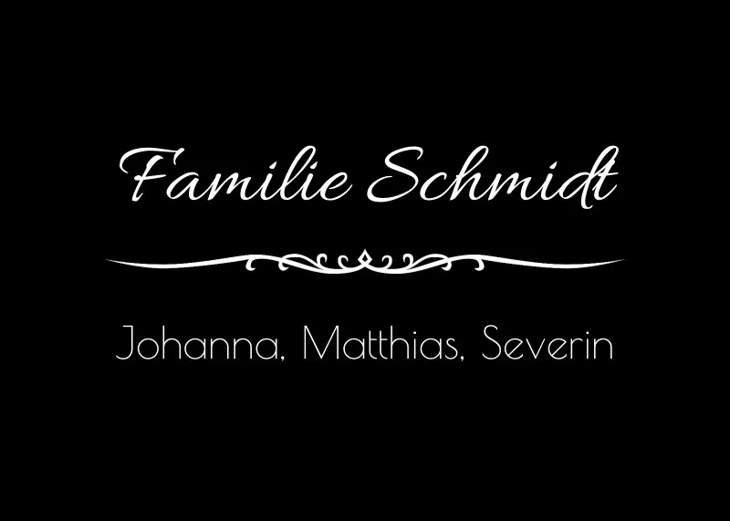 Personalisierte Fußmatte mit Namen - zeitlos elegant - Geschenk Einzug - Fußmatte mit Namen Klassik schwarz 70 x 50 cm