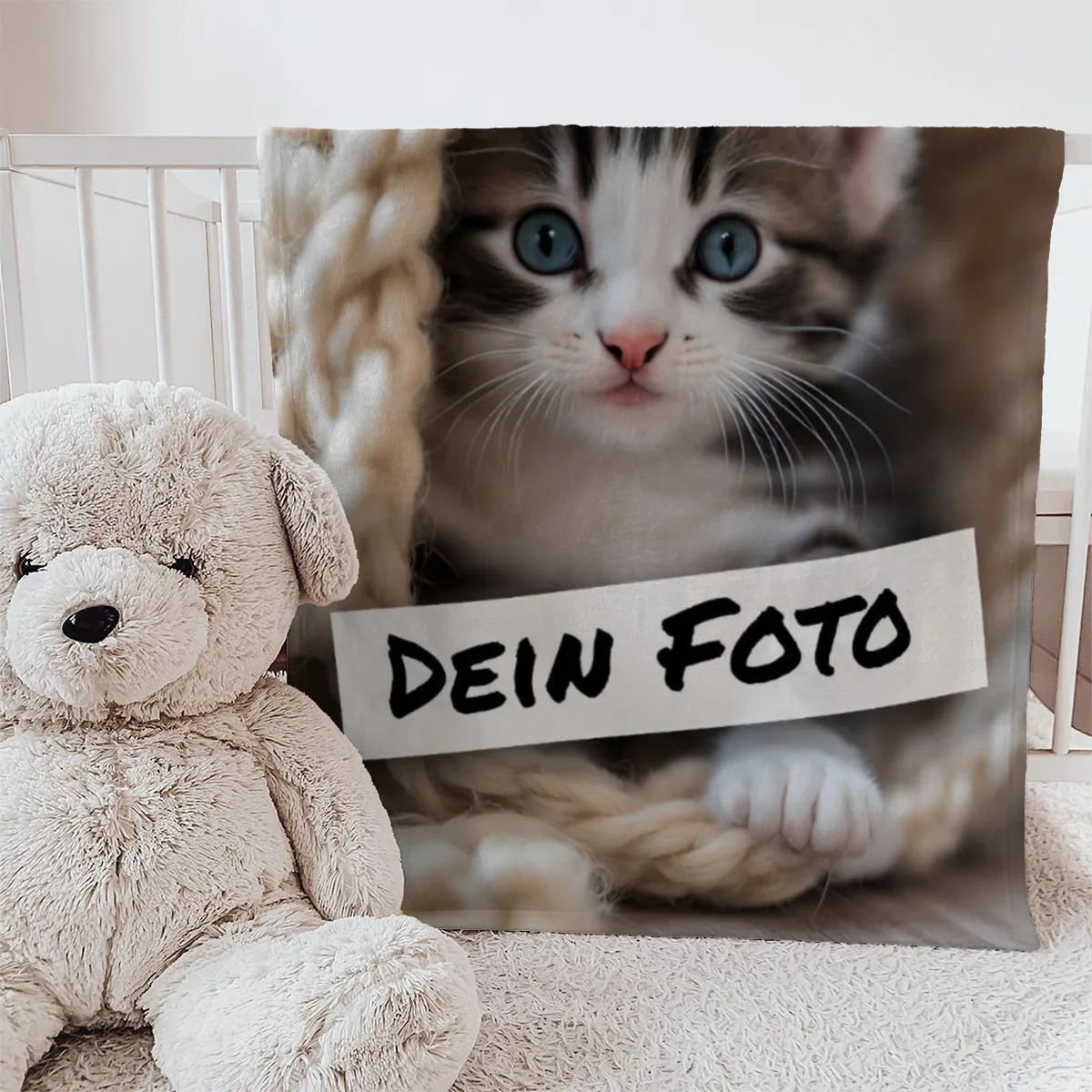 Personalisierte Kuscheldecke mit Foto - personalisierte Fotodecke - Kuscheldecke mit Ihrem Bild - Fotodecke selbst gestalten - Decke Querformat 200 x 140 cm 1 Foto Design 200 x 140 cm