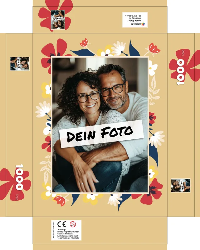 Fotopuzzle mit eigenem Bild - Puzzle selbst gestalten 2000 Teile Querformat - Schachtel Flowers - mit Foto personalisiert - Geschenk Geburtstag, Muttertag