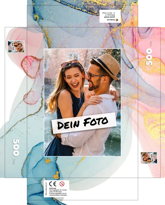 Fotopuzzle mit eigenem Bild - Puzzle selbst gestalten 1000 Teile - Schachtel Farbverlauf - mit Foto personalisiert - Geschenk Valentin, Geburtstag