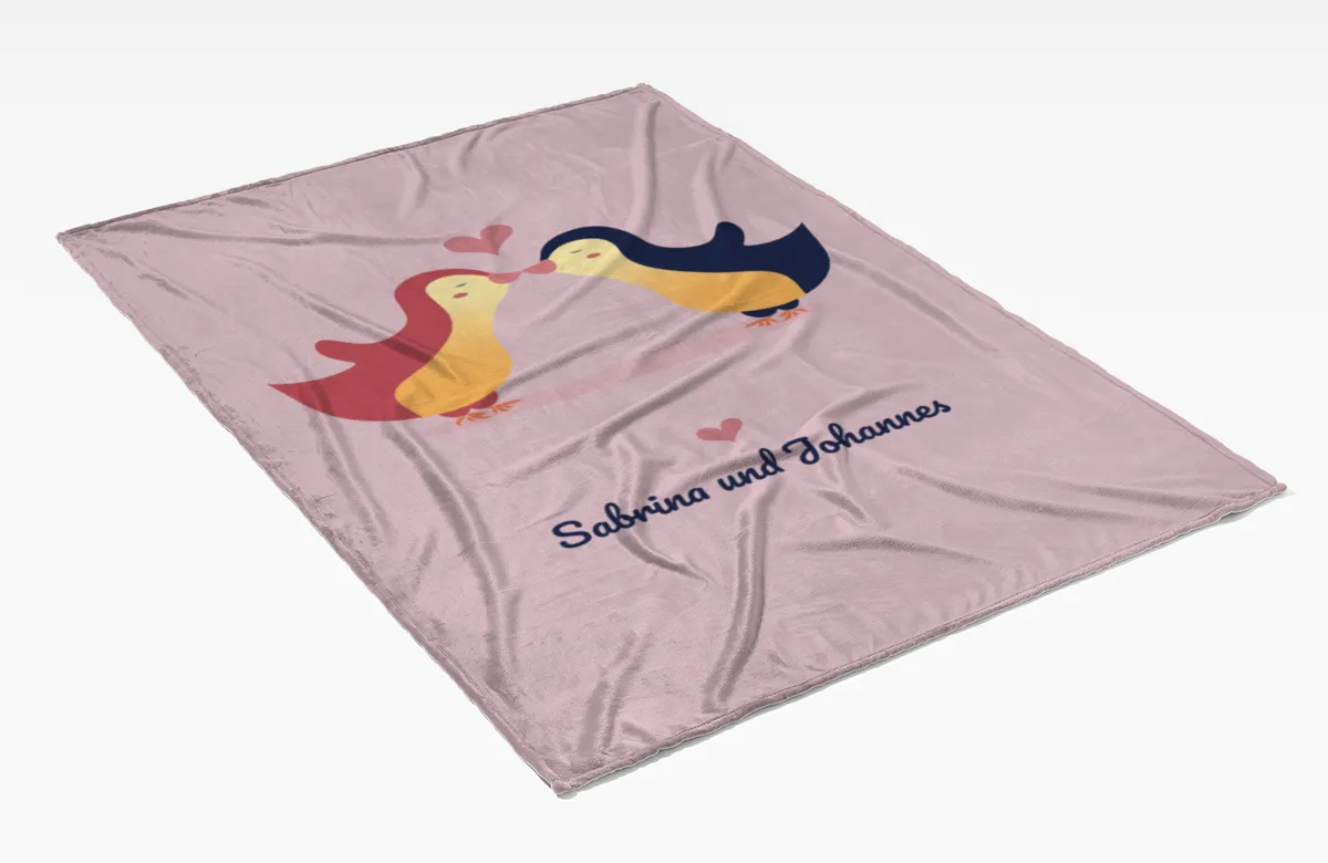 Kuscheldecke Pinguine - mit Namen personalisierbar - Geschenkidee für Verliebte Pinguine multi 140 x 200 cm