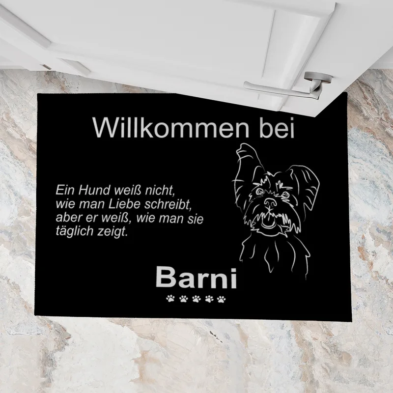 Personalisierte Fußmatte mit Französischer Bulldogge schwarz 70 x 50 cm