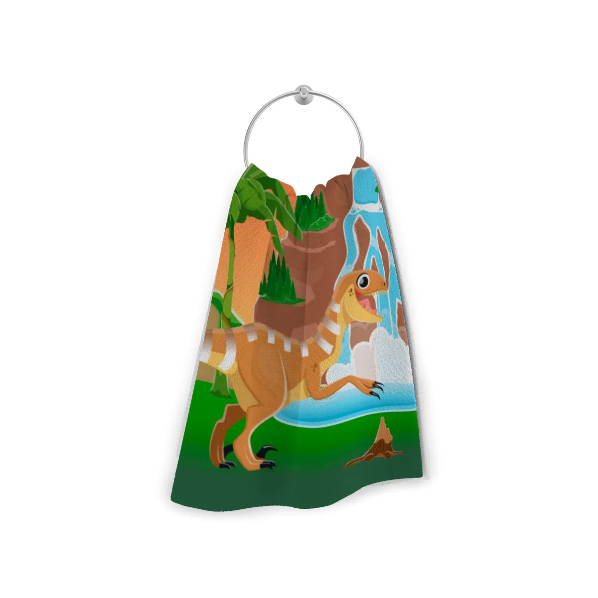Dinosaurier-Handtuch mit Namen personalisierbar - personalisiertes Namens-Handtuch - Kinderhandtuch mit Wunschtext - Dinowelt